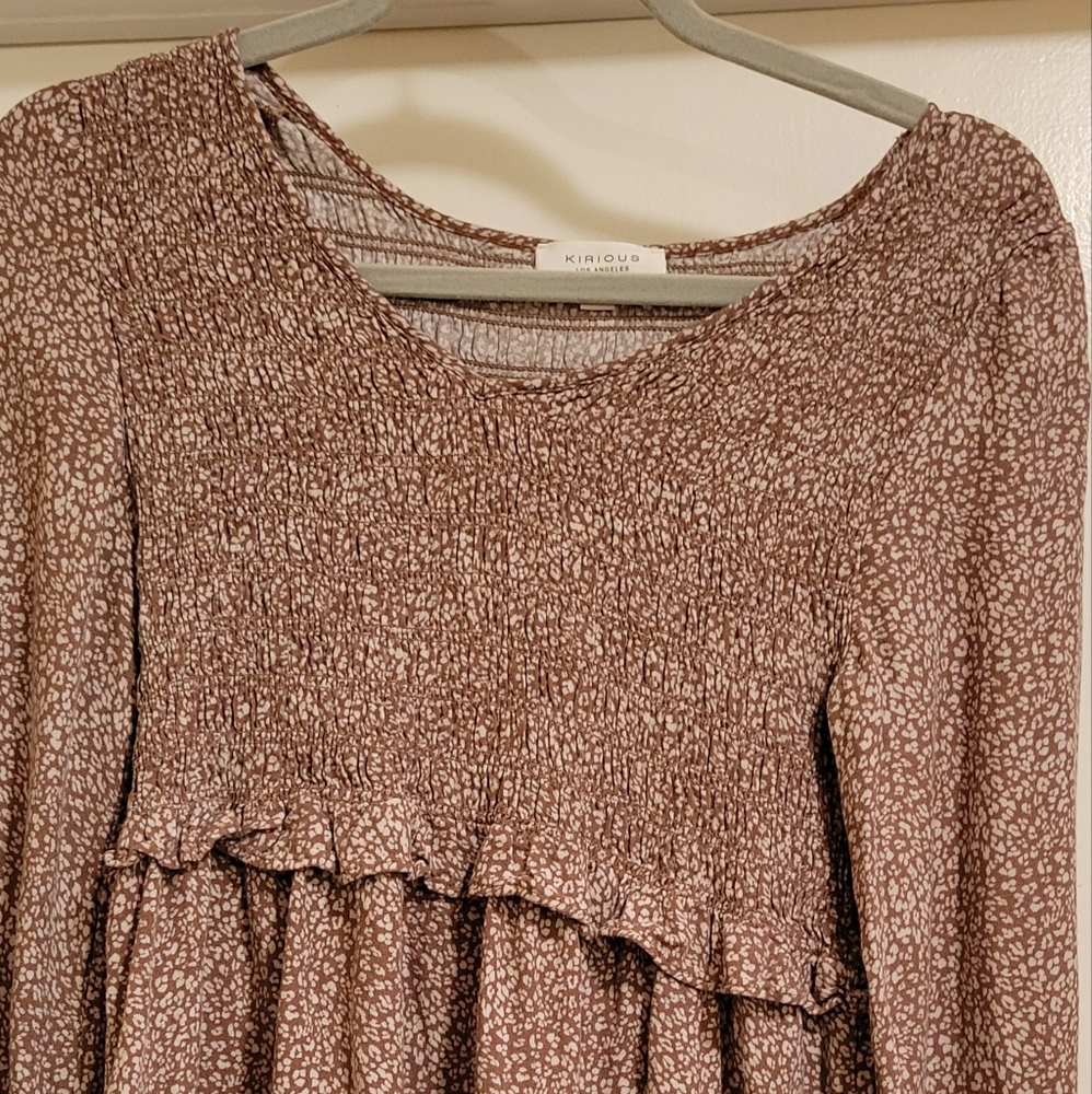 Kirious Los Angeles Top Size M Brown/Cream long sleeve